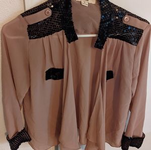 Sparkly Blush Pink & Black Sheer Jacket